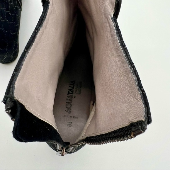 Aquatalia Women Suede Leather Chelsea Boots Black Wedge Heels Booties Size 8.5 - Picture 9 of 10